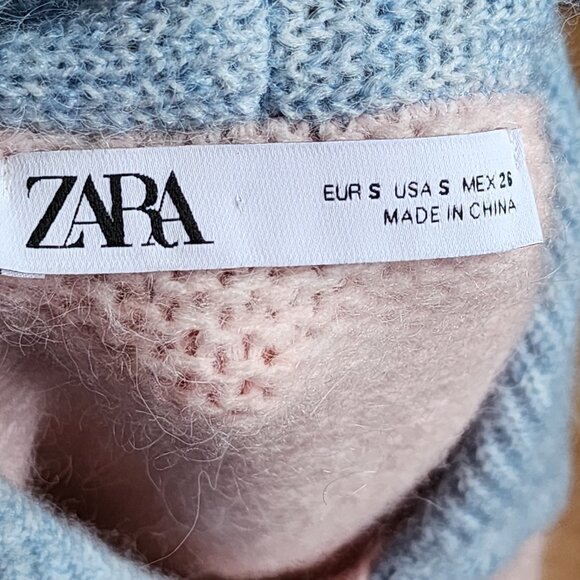 Zara Pastel Pink Contrast Collar Cropped Cardigan w/ Jewel Buttons - Picture 5 of 6